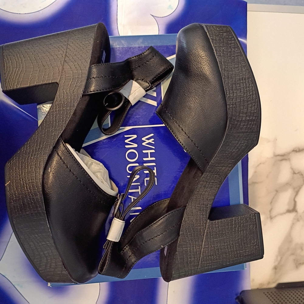 White Mountain Black Platform Heels